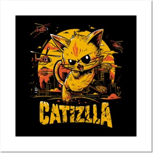 Catzilla Cat Roaring Kitty Charm Attack Posters and Art